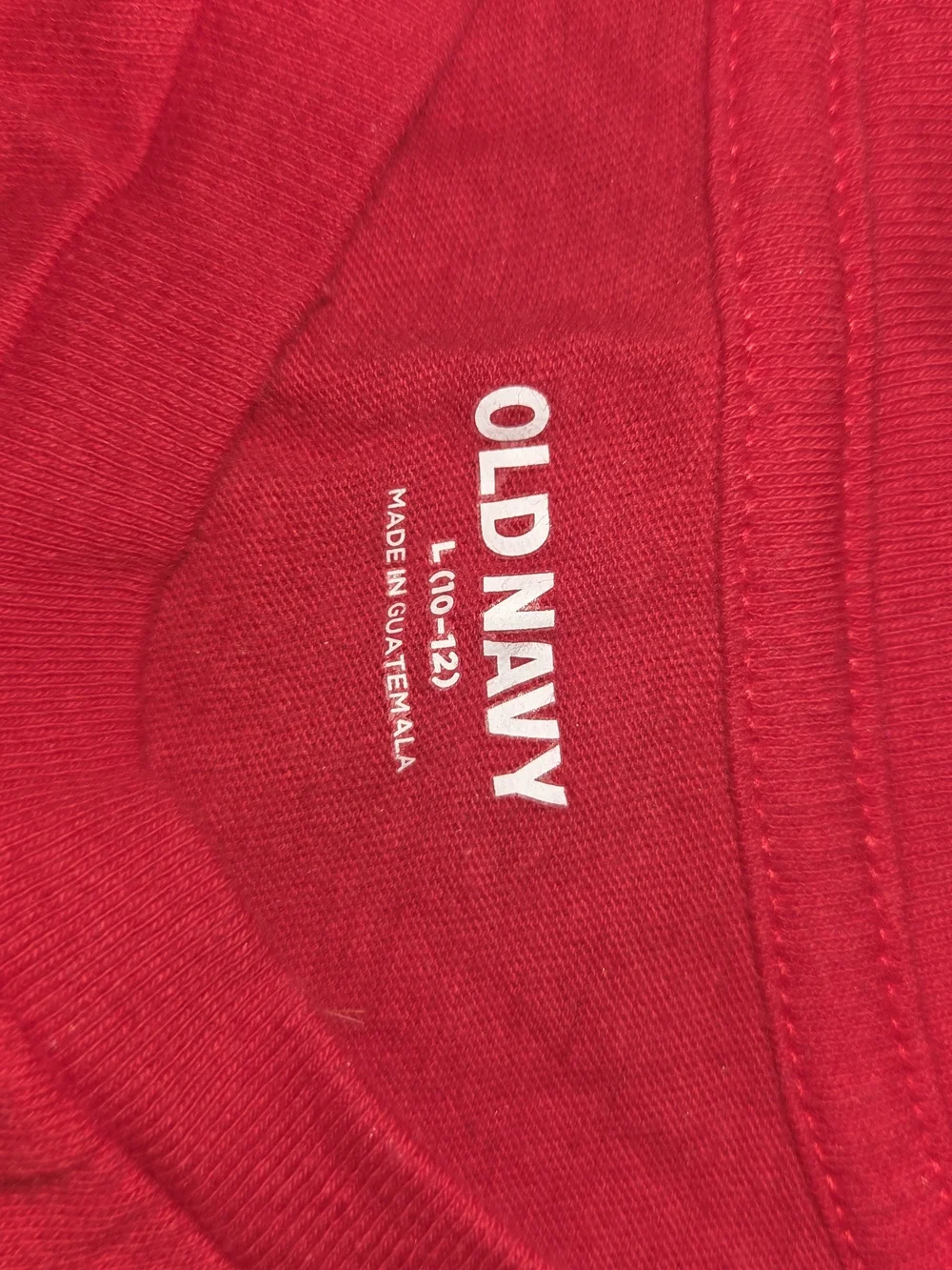 Old Navy Red Long Sleeve Kids Tee with Yellow Pizza Graphic and Lime Green Text